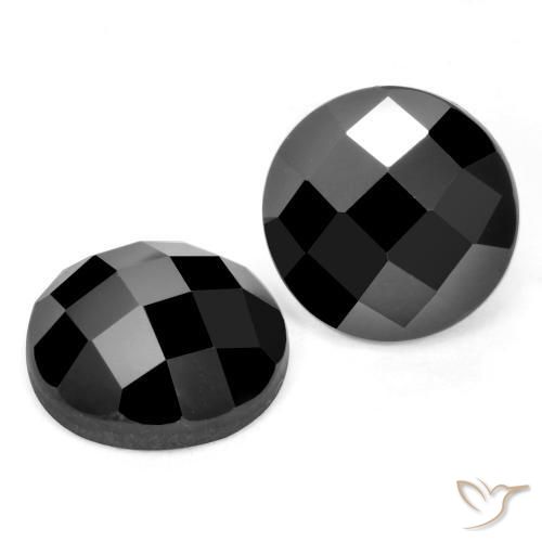 Gemas de Espinela Negro natural de 6.74 ct, Redondo, Opaco