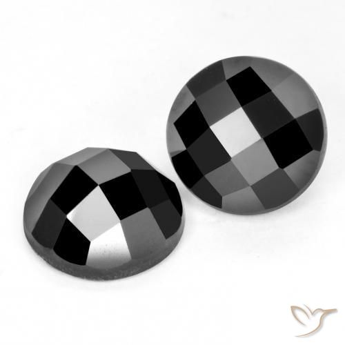 Gemas de Espinela Negro natural de 6.90 ct, Redondo, Opaco