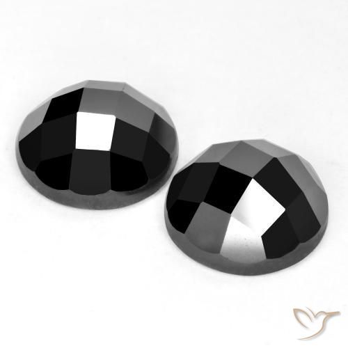 Gemas de Espinela Negro natural de 6.90 ct, Redondo, Opaco
