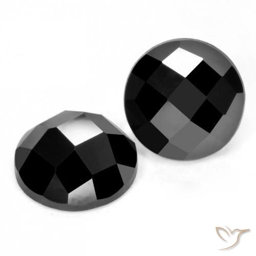 Gemas de Espinela Negro natural de 7.01 ct, Redondo, Opaco