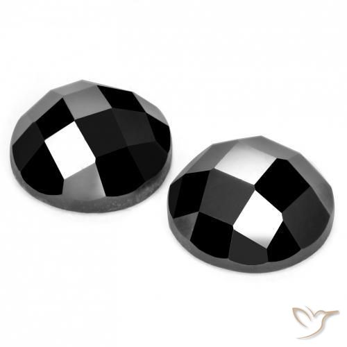 Gemas de Espinela Negro natural de 7.01 ct, Redondo, Opaco