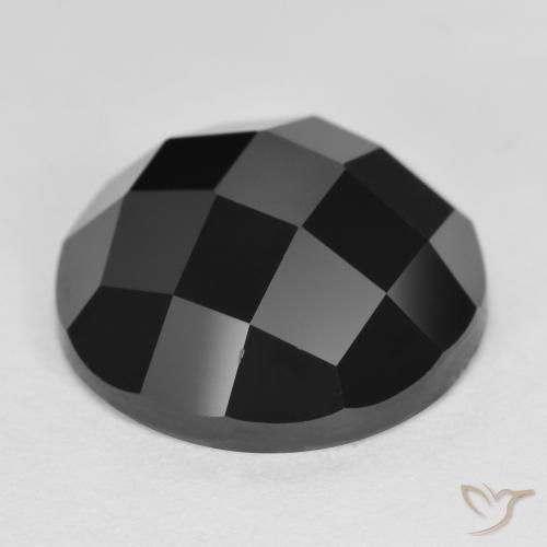 Espinela Negro natural de 7.27 ct, Redondo, Opaco