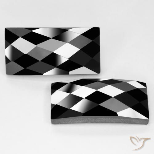 Gemas de Espinela Negro natural de 25.66 ct, Corte Baguette, Opaco