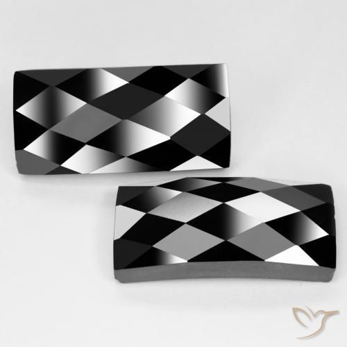 Gemas de Espinela Negro natural de 25.49 ct, Corte Baguette, Opaco