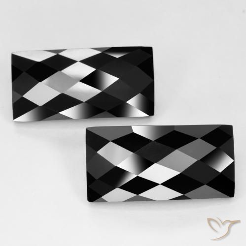 Gemas de Espinela Negro natural de 26.57 ct, Corte Baguette, Opaco