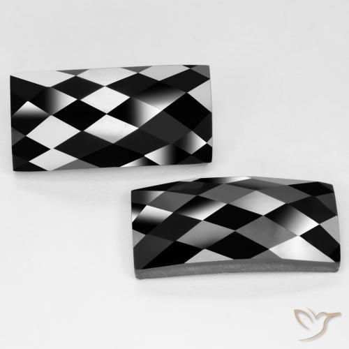 Gemas de Espinela Negro natural de 26.57 ct, Corte Baguette, Opaco