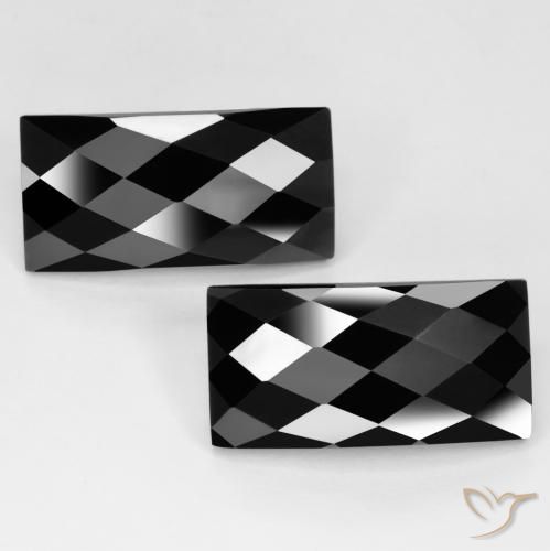 Gemas de Espinela Negro natural de 25.09 ct, Corte Baguette, Opaco