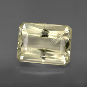 espodumeno Amarillo claro natural de 6.86 ct, corte esmeralda, VS-SI