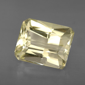 Espodumena amarillo natural de 5,90 ct, corte esmeralda, VS