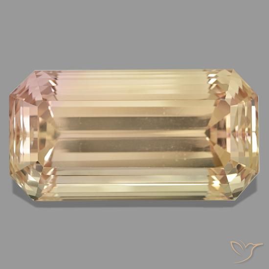 Espodumena naranja natural de 244,05 ct, corte esmeralda, VVS