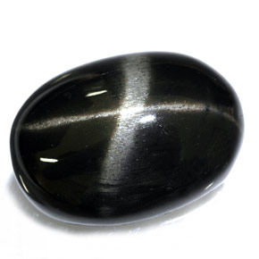Diopsido estrella negro natural de 26,40 ct, corte óvalo, opaco