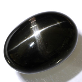 Diopsido estrella negro natural de 48,47 ct, corte óvalo, opaco