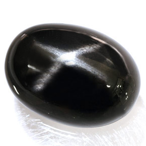 Diopsido estrella negro natural de 34,95 ct, corte óvalo, opaco
