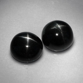 Gemas de diopsido estrella negro natural de  ct, corte redondo, opaco