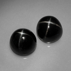 Gemas de diopsido estrella negro natural de  ct, corte redondo, opaco