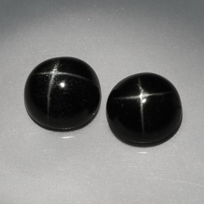 Gemas de diopsido estrella negro natural de  ct, corte redondo, opaco