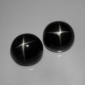 Gemas de diopsido estrella negro natural de  ct, corte redondo, opaco