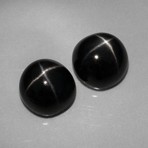 Gemas de diopsido estrella negro natural de  ct, corte redondo, opaco