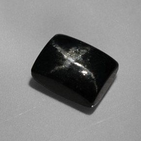 Diopsido estrella negro natural de 2,92 ct, baguette, opaco