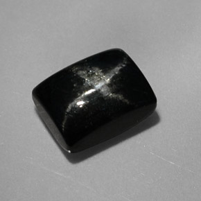 Diopsido estrella negro natural de 2,92 ct, baguette, opaco