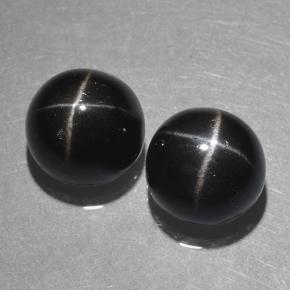 Gemas de diopsido estrella negro natural de 10,09 ct, corte redondo, opaco