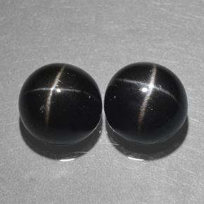 Gemas de diopsido estrella negro natural de 10,09 ct, corte redondo, opaco