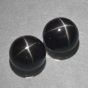 Gemas de diopsido estrella negro natural de 10,09 ct, corte redondo, opaco