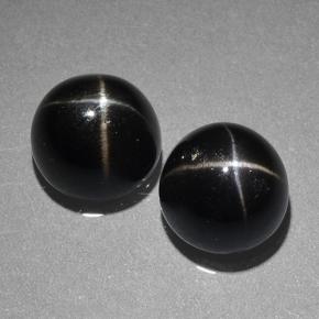 Gemas de Diópsido Estrella Negro natural de 9.41 ct, Corte Redondo, Opaco