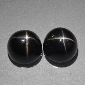 Gemas de Diópsido Estrella Negro natural de 9.41 ct, Corte Redondo, Opaco