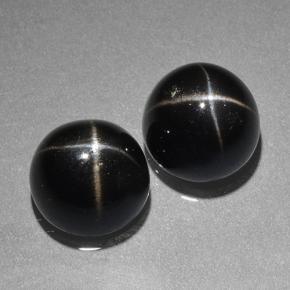 Gemas de Diópsido Estrella Negro natural de 9.41 ct, Corte Redondo, Opaco
