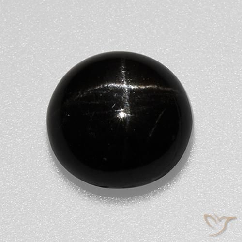 Diopsido estrella negro natural de 3,24 ct, corte redondo, opaco