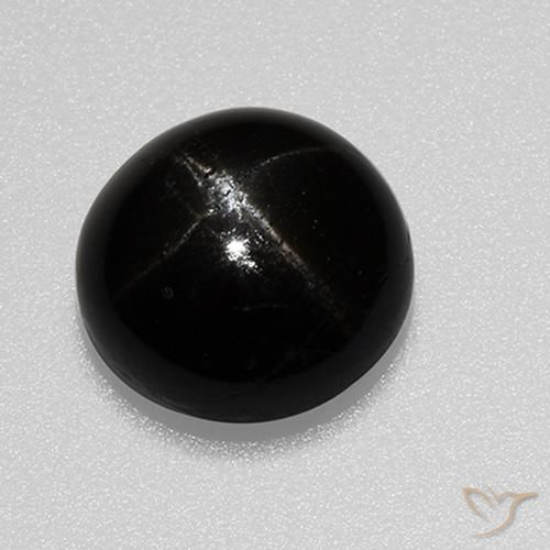 Diopsido estrella negro natural de 3,24 ct, corte redondo, opaco
