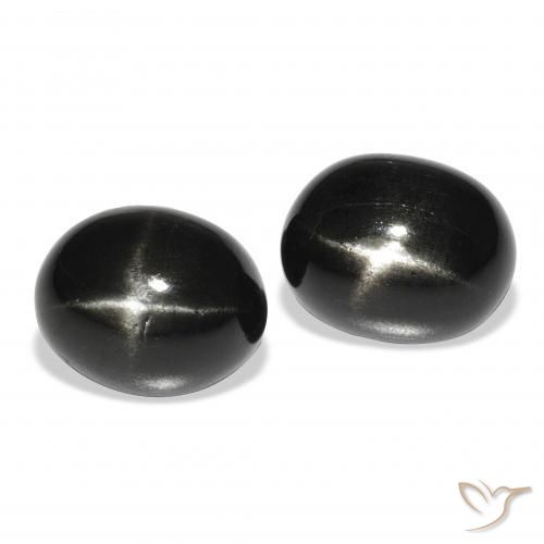 Gemas de Diópsido Estrella Negro natural de 10.31 ct, Ovalada, Opaco