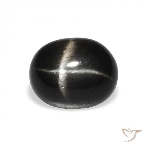 5.15ct Natural Negro Diópsido Estrella, Ovalada, Opaco