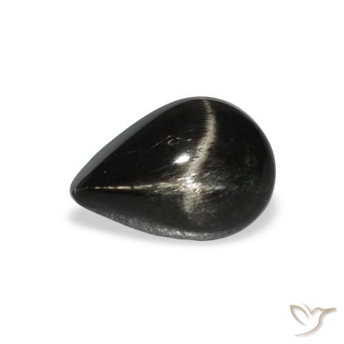 Diópsido Estrella Negro natural de 2.46 ct, En forma de pera, Opaco