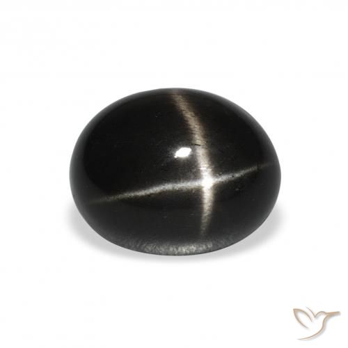 5.00ct Natural Negro Diópsido Estrella, Ovalada, Opaco