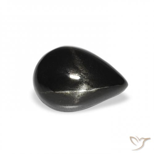 Diópsido Estrella Negro natural de 2.91 ct, En forma de pera, Opaco