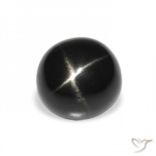 3.46ct Natural Negro Diópsido Estrella, Redondo, Opaco