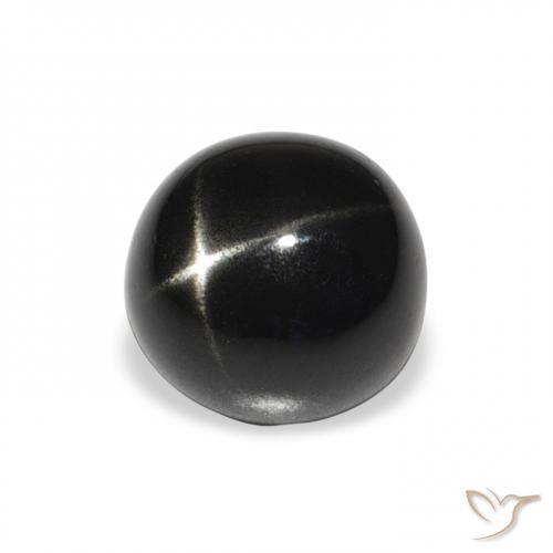 Diópsido Estrella Negro natural de 3.46 ct, Redondo, Opaco