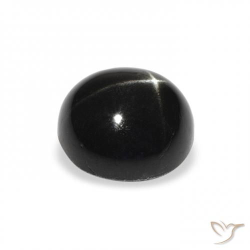 Diópsido Estrella Negro natural de 3.46 ct, Redondo, Opaco