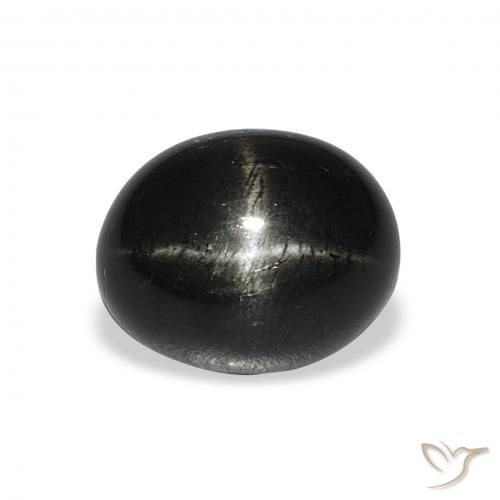 5.84ct Natural Negro Diópsido Estrella, Ovalada, Opaco