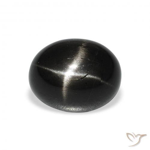 5.71ct Natural Negro Diópsido Estrella, Ovalada, Opaco
