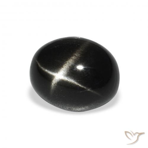 Diópsido Estrella Negro natural de 5.51 ct, Ovalada, Opaco