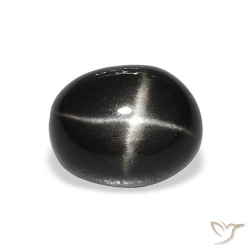 4.92ct Natural Negro Diópsido Estrella, Ovalada, Opaco