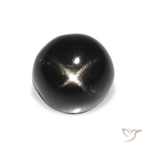 3.48ct Natural Negro Diópsido Estrella, Redondo, Opaco
