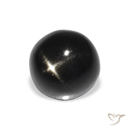 Diópsido Estrella Negro natural de 3.48 ct, Redondo, Opaco