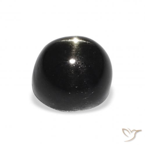 Diópsido Estrella Negro natural de 3.48 ct, Redondo, Opaco