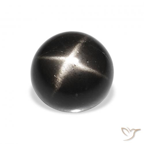 4.14ct Natural Negro Diópsido Estrella, Redondo, Opaco