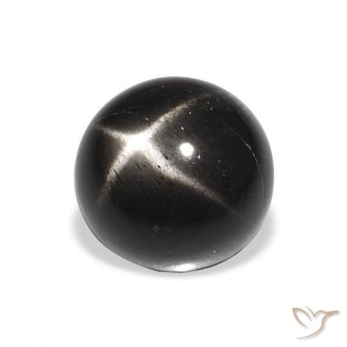 Diópsido Estrella Negro natural de 4.14 ct, Redondo, Opaco