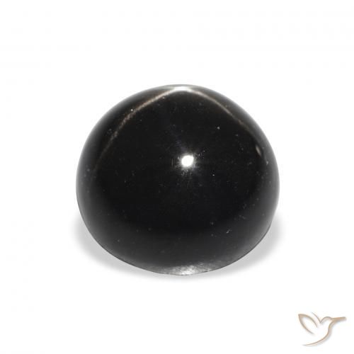 Diópsido Estrella Negro natural de 4.14 ct, Redondo, Opaco